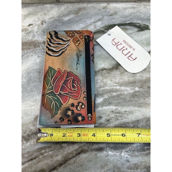 Anuschka Women's Wallet Butterfly Roses Floral Design Trifold Bills Credit Coin - Picture 4 of 15